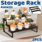 2PCS 3 Tier Wooden Display Stand Countertop Organizer Rack Shelf Storage