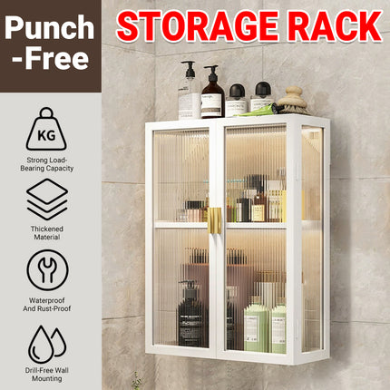 Wall Mounted Bathroom Shelf No Drill Rack Multi Layer Shower Storage Organizer