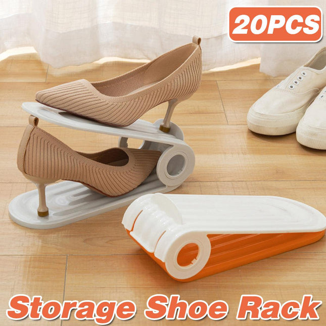 20pcs Shoe Slots Organizer Adjustable Double Layer Shoe Rack Stackable Support