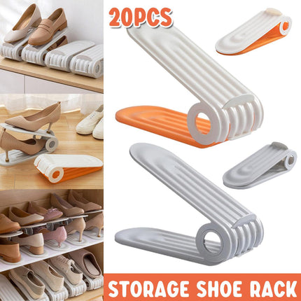 20pcs Shoe Slots Organizer Adjustable Double Layer Shoe Rack Stackable Support
