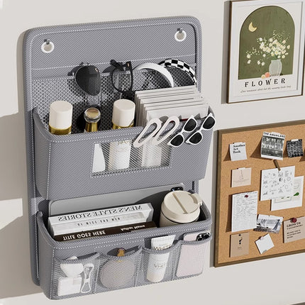 Hanging Wall Door Storage Bag Organizer Multi Pocket 2 Tier 3 Tier Grey