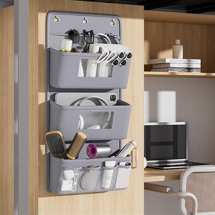 Hanging Wall Door Storage Bag Organizer Multi Pocket 2 Tier 3 Tier Grey