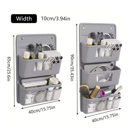 Hanging Wall Door Storage Bag Organizer Multi Pocket 2 Tier 3 Tier Grey
