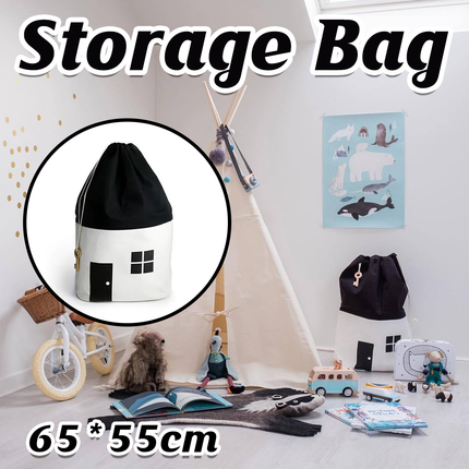 Toy Storage Bag Cotton Fabric Washable Large Size Clothes Organiser Basket