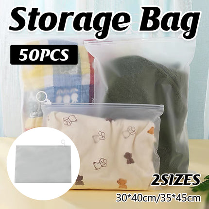 50PCS Zipper Storage Bags Waterproof Dustproof for Home Storage Clothes Organize