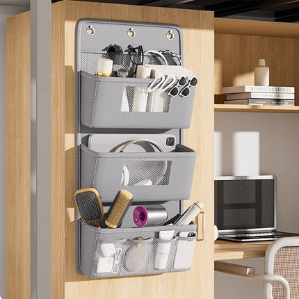 Hanging Wall Door Storage Bag Organizer Multi Pocket 2 Tier 3 Tier Grey