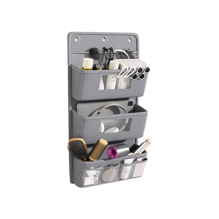 Hanging Wall Door Storage Bag Organizer Multi Pocket 2 Tier 3 Tier Grey