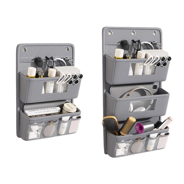Hanging Wall Door Storage Bag Organizer Multi Pocket 2 Tier 3 Tier Grey