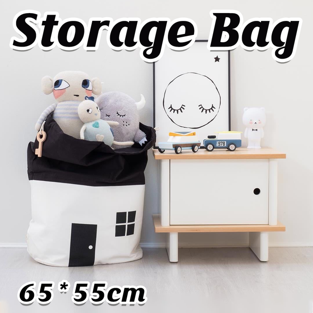 Toy Storage Bag Cotton Fabric Washable Large Size Clothes Organiser Basket