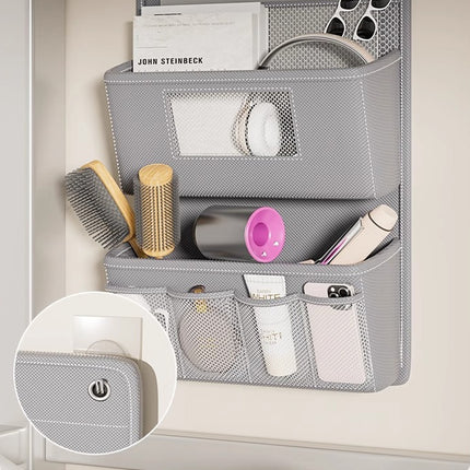 Hanging Wall Door Storage Bag Organizer Multi Pocket 2 Tier 3 Tier Grey