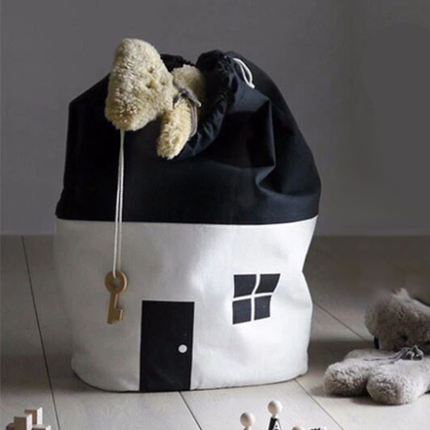 Toy Storage Bag Cotton Fabric Washable Large Size Clothes Organiser Basket