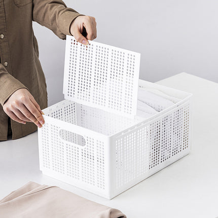 Collapsible Storage Basket with Layered Dividers Durable Plastic Foldable