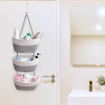 3-Tier Wall-Mounted Hanging Basket Storage Organizer For Clutter Space Saving
