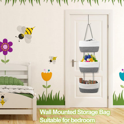 3-Tier Wall-Mounted Hanging Basket Storage Organizer For Clutter Space Saving