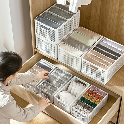 Collapsible Storage Basket with Layered Dividers Durable Plastic Foldable