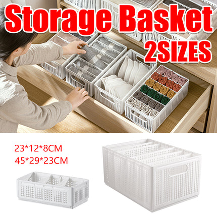Collapsible Storage Basket with Layered Dividers Durable Plastic Foldable