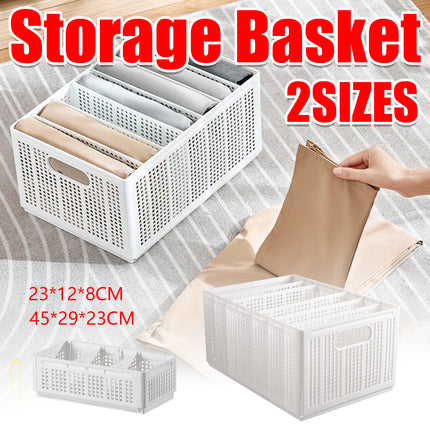 Collapsible Storage Basket with Layered Dividers Durable Plastic Foldable