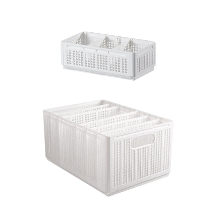 Collapsible Storage Basket with Layered Dividers Durable Plastic Foldable