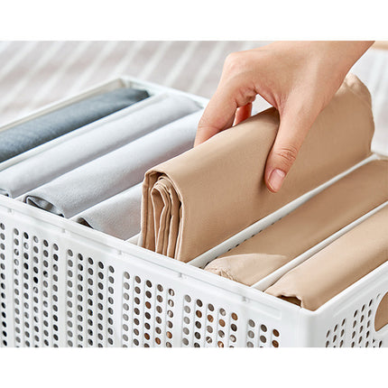 Collapsible Storage Basket with Layered Dividers Durable Plastic Foldable
