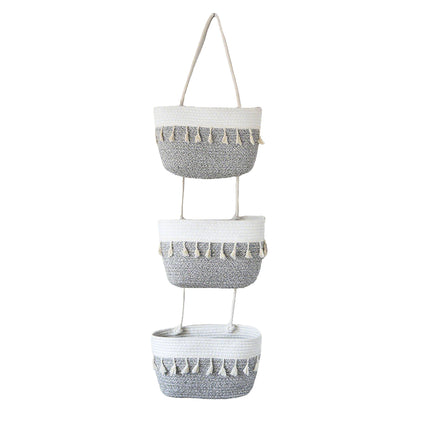 3-Tier Wall-Mounted Hanging Basket Storage Organizer For Clutter Space Saving