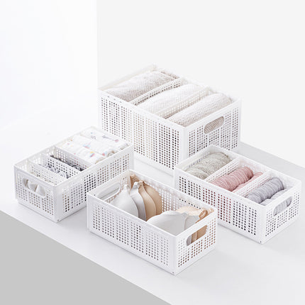 Collapsible Storage Basket with Layered Dividers Durable Plastic Foldable