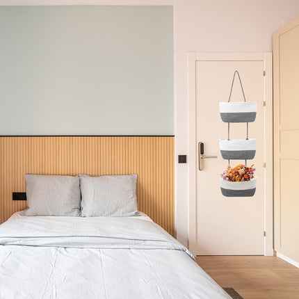 3-Tier Wall-Mounted Hanging Basket Storage Organizer For Clutter Space Saving