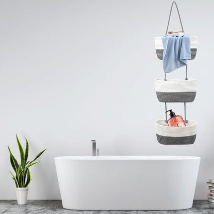 3-Tier Wall-Mounted Hanging Basket Storage Organizer For Clutter Space Saving