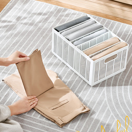 Collapsible Storage Basket with Layered Dividers Durable Plastic Foldable