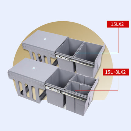 Kitchen Built In Pull Out Sorting Trash Can Space Saving Easy to Clean Durable