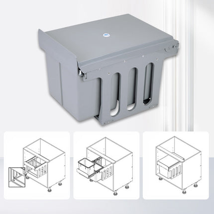 Kitchen Built In Pull Out Sorting Trash Can Space Saving Easy to Clean Durable