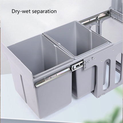 Kitchen Built In Pull Out Sorting Trash Can Space Saving Easy to Clean Durable
