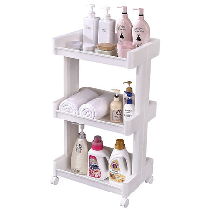 Bathroom Multi-Tier Mobile Storage Rack with Wheels Space-Saving For Bath Tools