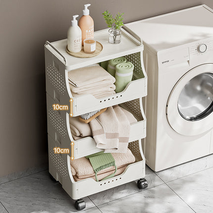 Movable Rolling Cart Storage Shelf With Wheels For Home Kitchen Bathroom Durable