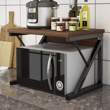 Countertop Microwave Oven Rack Kitchen Spice Organizer Storage Shelf Space Saving