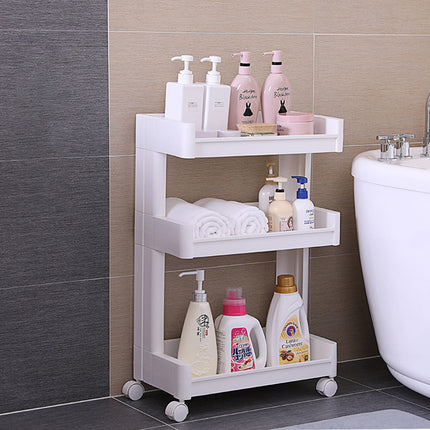Bathroom Multi-Tier Mobile Storage Rack with Wheels Space-Saving For Bath Tools