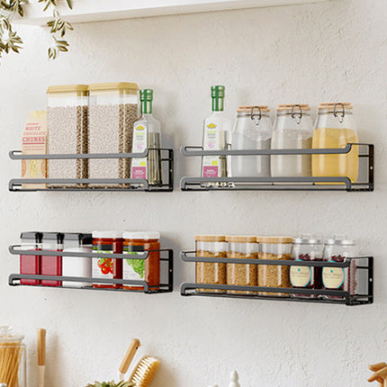 Seasoning Rack Set 4PCS Wall Mounted Spice Bottle Organizer Shelf for Kitchen