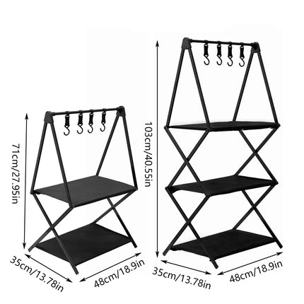 2/3 Tiers Aluminum Alloy Foldable Storage Rack Camping Table Sturdy Space Saving