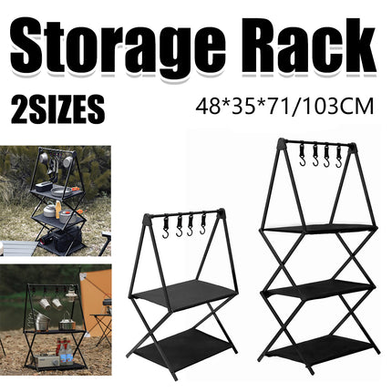 2/3 Tiers Aluminum Alloy Foldable Storage Rack Camping Table Sturdy Space Saving