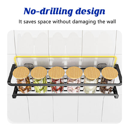Seasoning Rack Set 4PCS Wall Mounted Spice Bottle Organizer Shelf for Kitchen