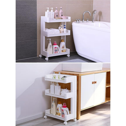Bathroom Multi-Tier Mobile Storage Rack with Wheels Space-Saving For Bath Tools