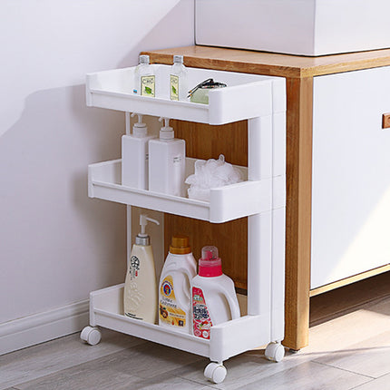 Bathroom Multi-Tier Mobile Storage Rack with Wheels Space-Saving For Bath Tools
