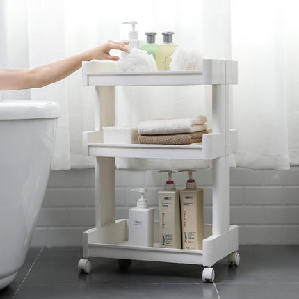 Bathroom Multi-Tier Mobile Storage Rack with Wheels Space-Saving For Bath Tools