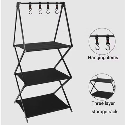 2/3 Tiers Aluminum Alloy Foldable Storage Rack Camping Table Sturdy Space Saving