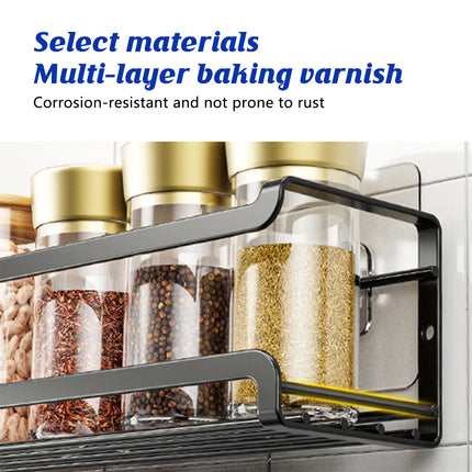 Seasoning Rack Set 4PCS Wall Mounted Spice Bottle Organizer Shelf for Kitchen