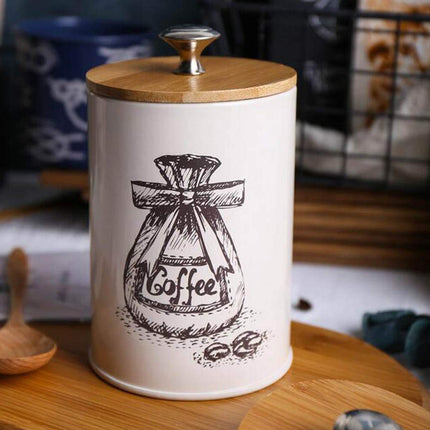 3PCS Bamboo Lid Sealed Storage Jar Coffee Sugar Tea Container for Home Use