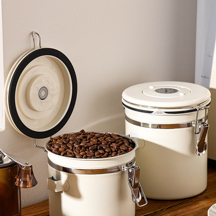 3 Sizes Stainless Steel Coffee Bean Powder Storage Jar Sealed Canister with Valve