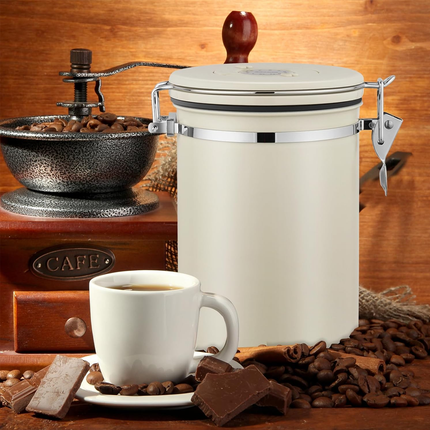 3 Sizes Stainless Steel Coffee Bean Powder Storage Jar Sealed Canister with Valve