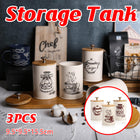 3PCS Bamboo Lid Sealed Storage Jar Coffee Sugar Tea Container for Home Use