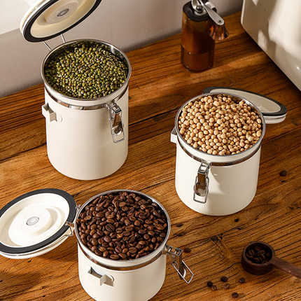 3 Sizes Stainless Steel Coffee Bean Powder Storage Jar Sealed Canister with Valve