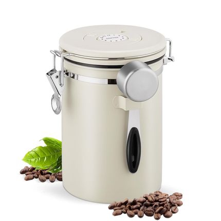 3 Sizes Stainless Steel Coffee Bean Powder Storage Jar Sealed Canister with Valve